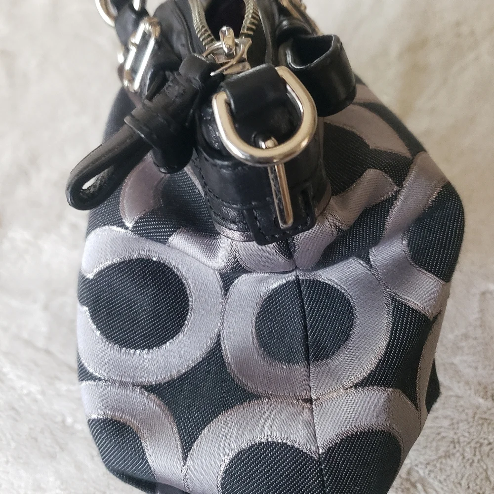 Coach Black and Gray Signature Handbag - Picture 12 of 13